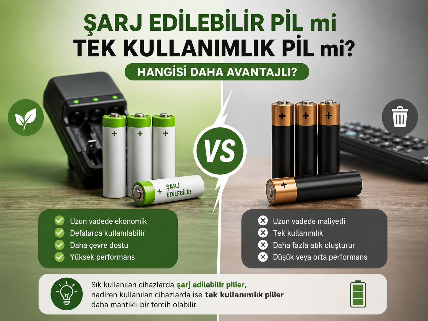 Şarj Edilebilir Pil mi Tek Kullanımlık Pil mi? Hangisi Daha Avantajlı?