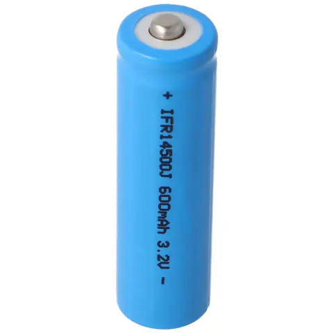 3.2 volt Lityum IFR 14500 AA 600mAh LiFePo4 pil, korumasız 14,2 x 50,6 mm
