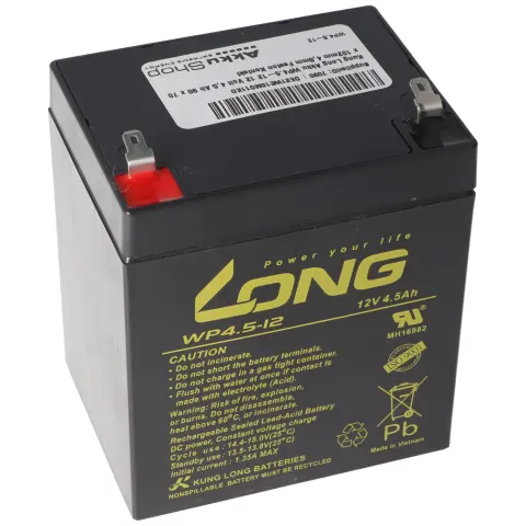 Kung Uzun pil WP4.5-12 12 volt 4.5 Ah 90 x 70 x 102mm 4.8mm Faston kontağı