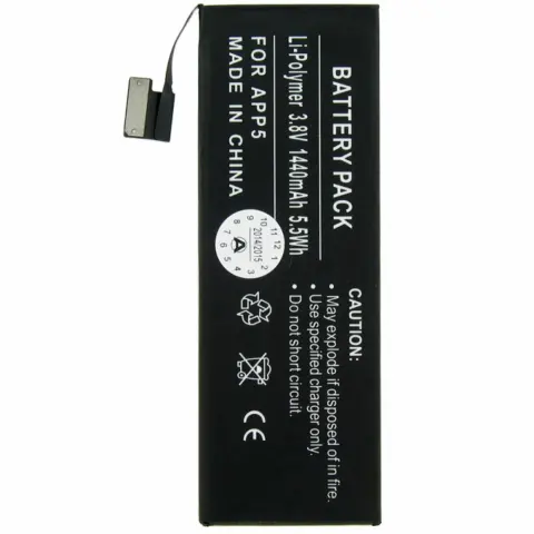 Kurulum aracı olmadan Apple iPhone 5 Li-Polimer pil 1440mAh için uygun pil