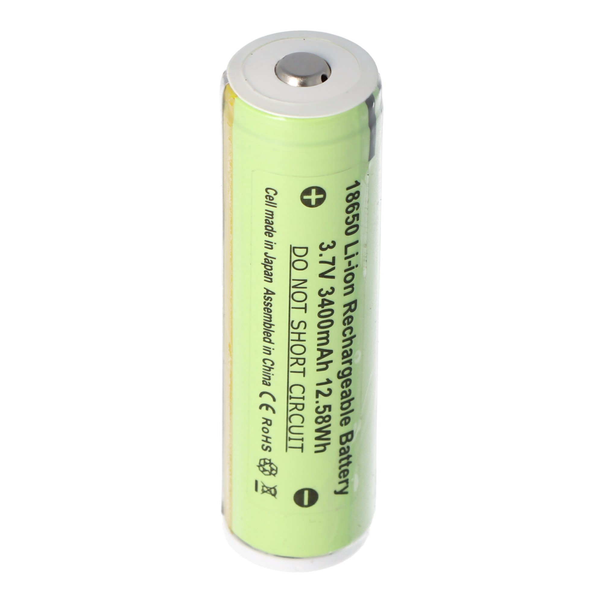 3400mAh ve kendi koruma devresi ile Panasonic 18650 Li-ion pil, yaklaşık 68 x 18mm