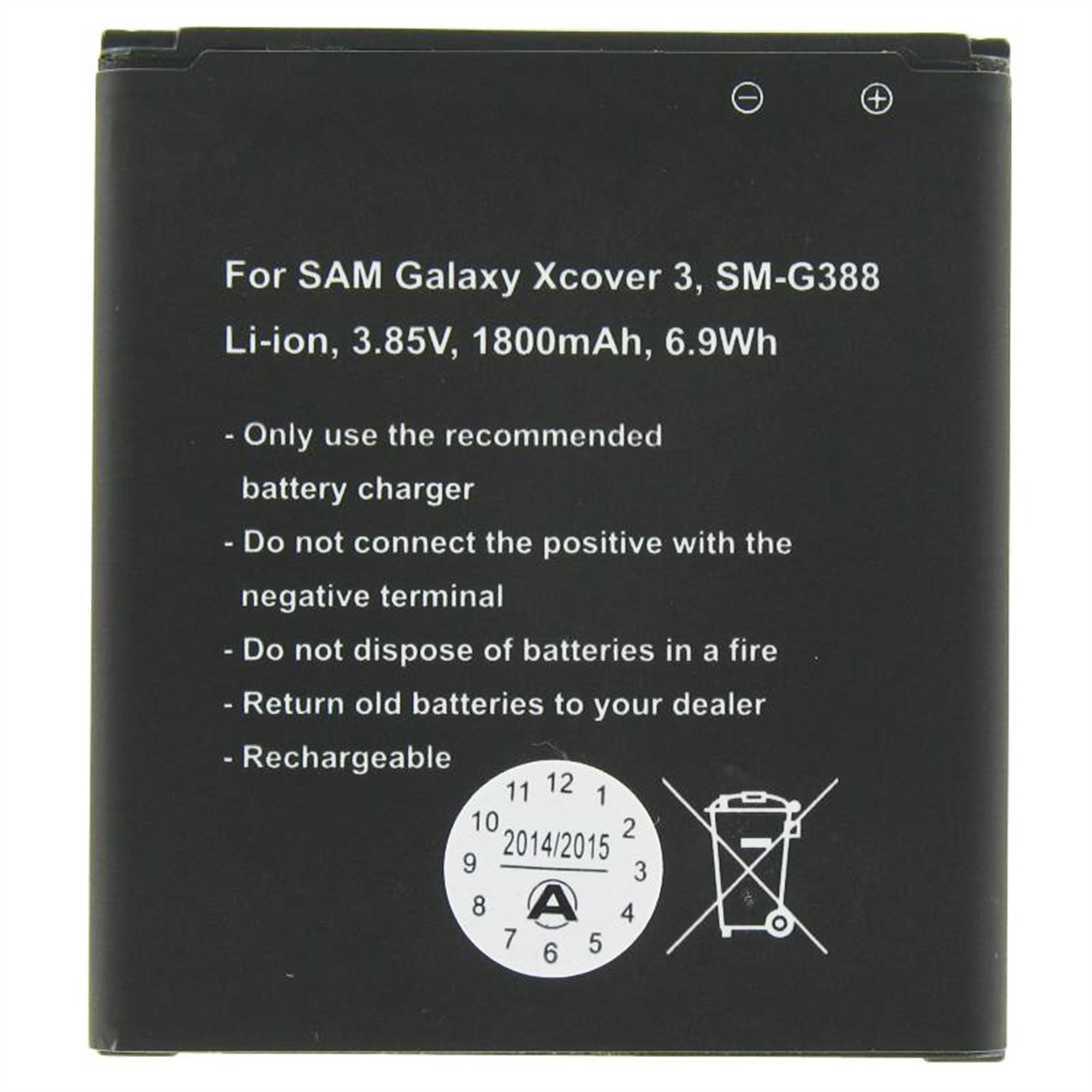 Samsung Galaxy Xcover 3, SM-G388, EB-BG388BBE, 1800mAh için uygun pil