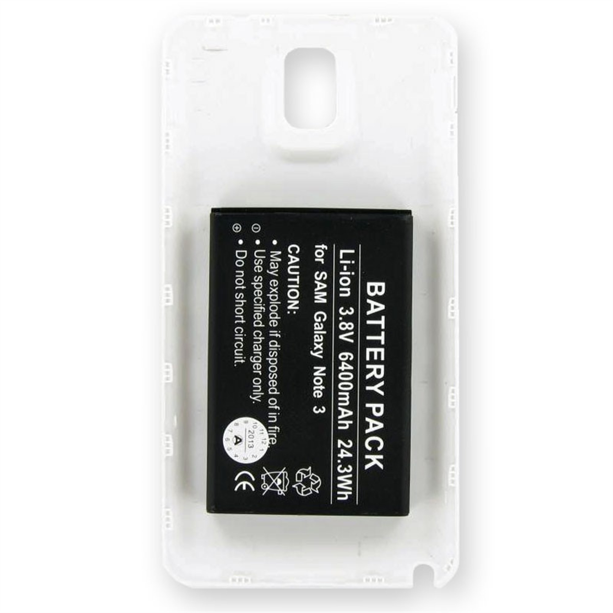 Samsung Galaxy Note 3, Galaxy Note III, B800BE, B800BU yedek pil 6400mAh beyaz gövdeli