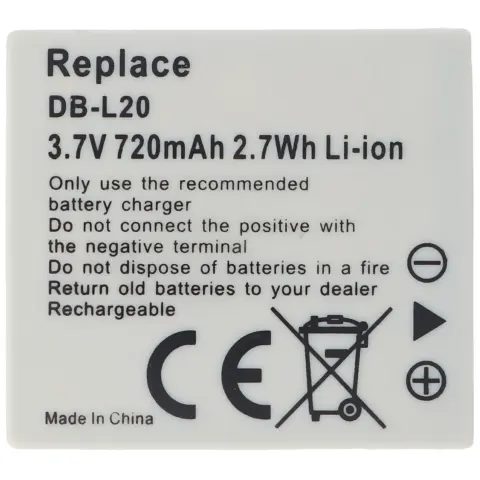 Sanyo DB-L20, Xacti DMX-C1, 720mAh için uygun AccuCell pil
