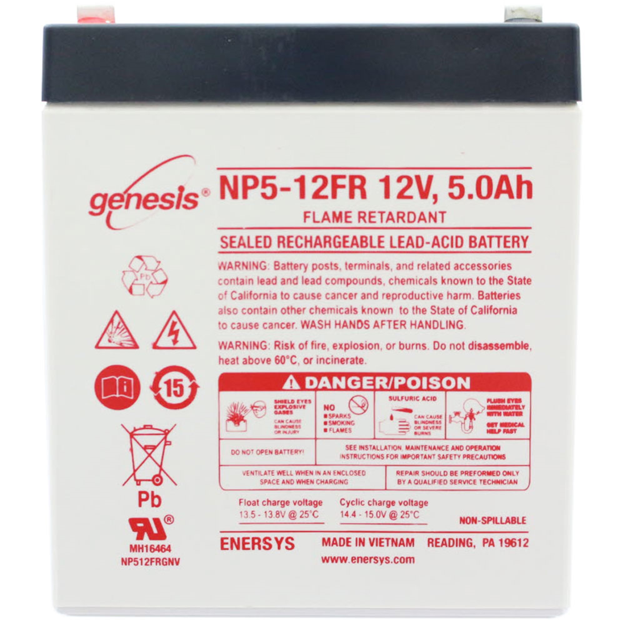 Hawker Enersys Genesis NP5-12 akü kablosu PB 12Volt 5Ah