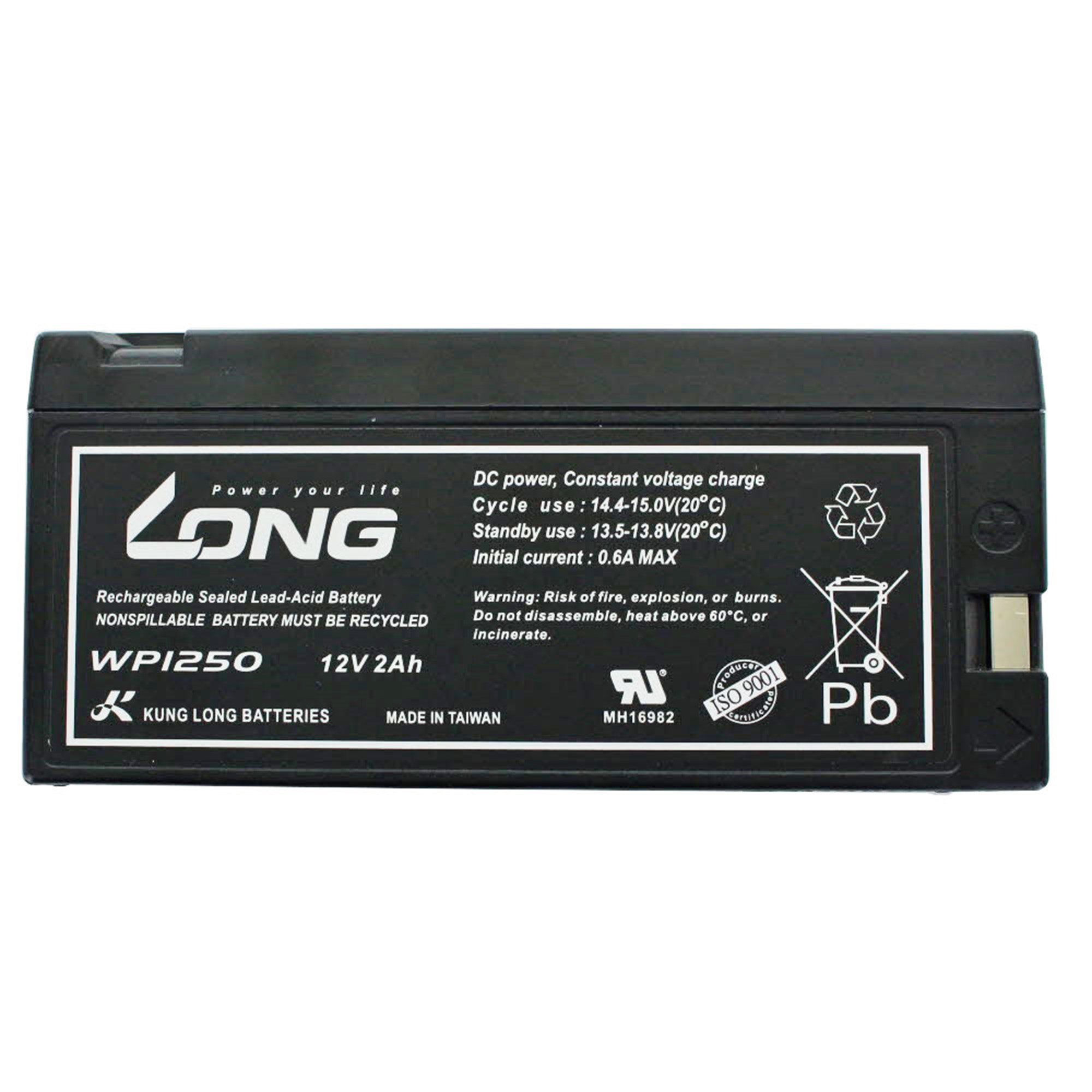 Kung Long WP1250 kurşun pil 12 volt 2.0Ah geçmeli kontaklı