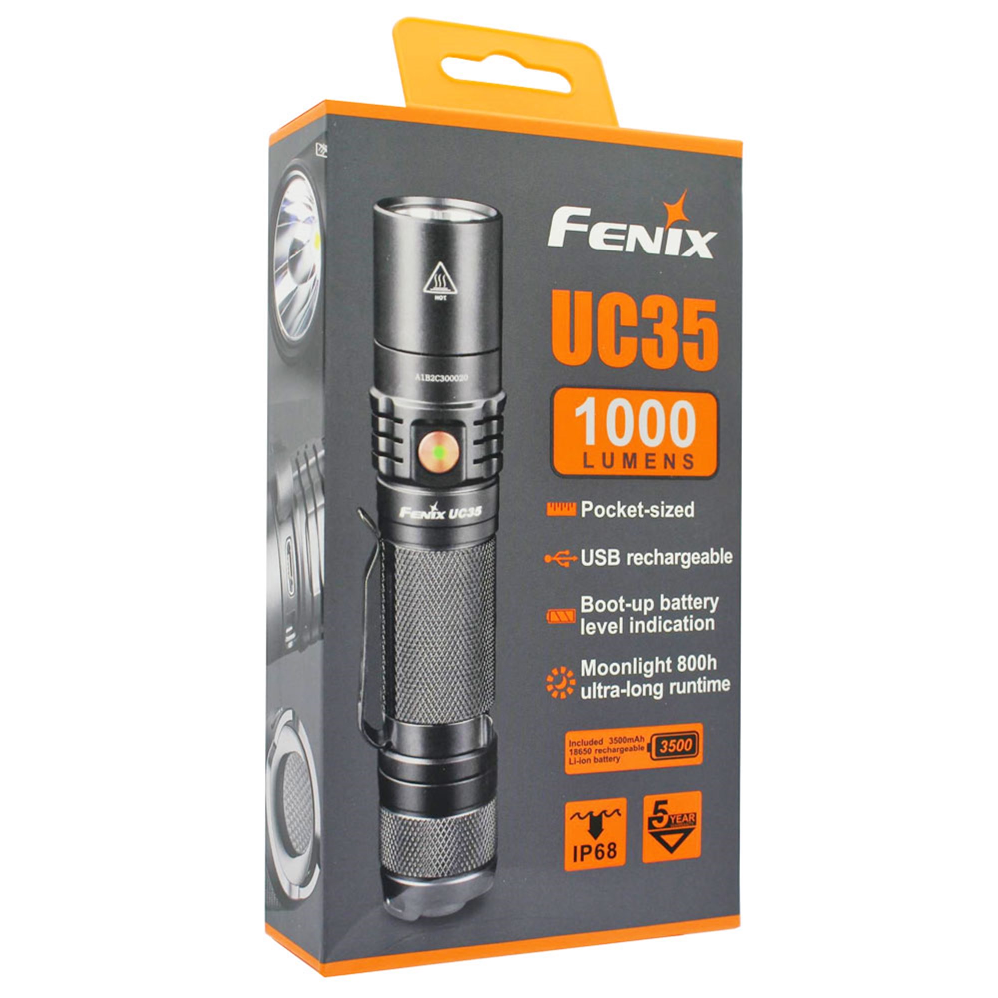 Fenix UC35 V2.0 Li-ion pil 3500mAh ve şarj kablosu dahil USB bağlantılı LED el feneri