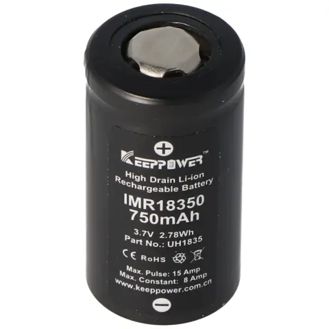 Keeppower IMR18350 - 750mAh, 3.7V (8A) Li-ion pil