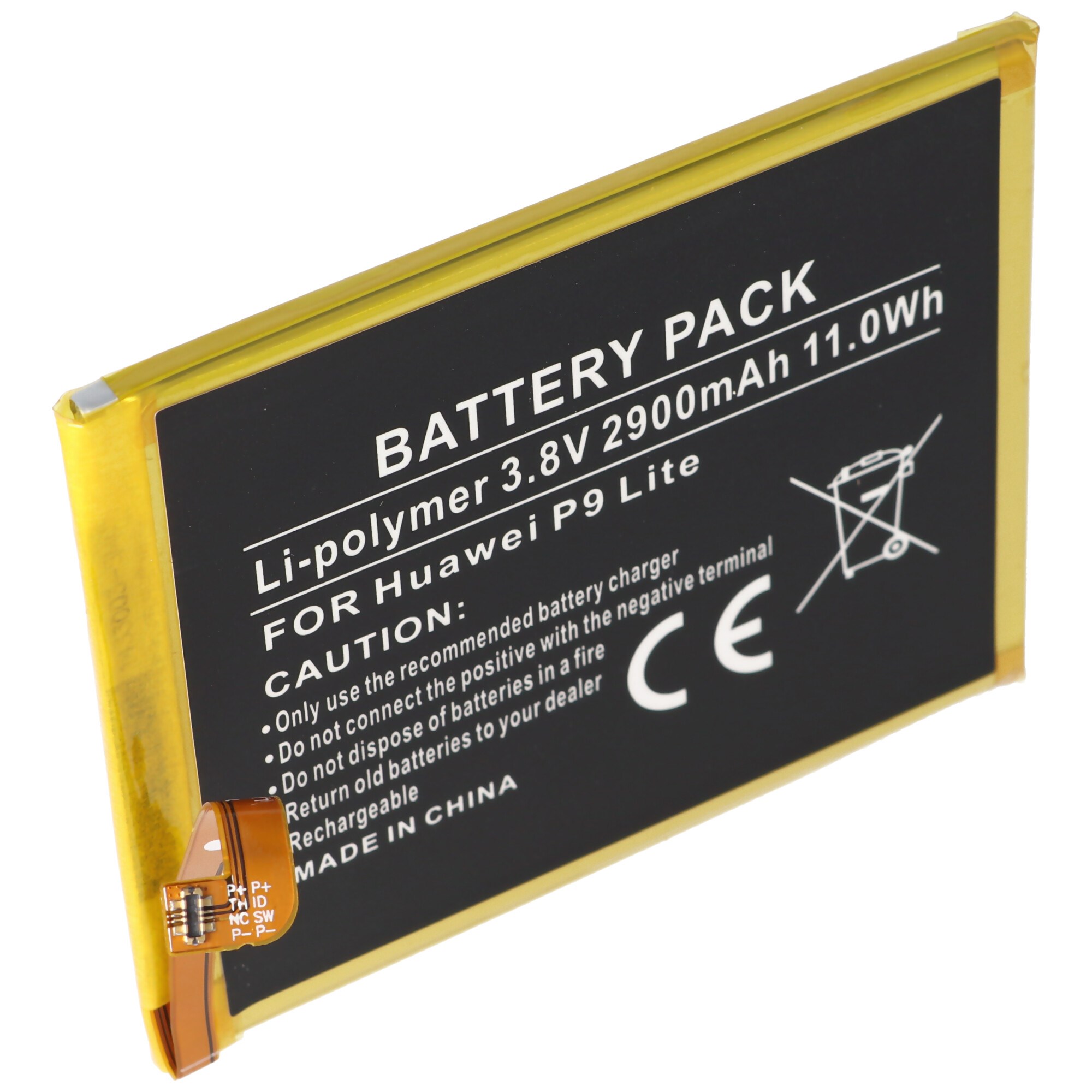 Huawei P9 Lite, Li-Polimer, 3.8V, 2900mAh, 11.0Wh, dahili, aletsiz pil
