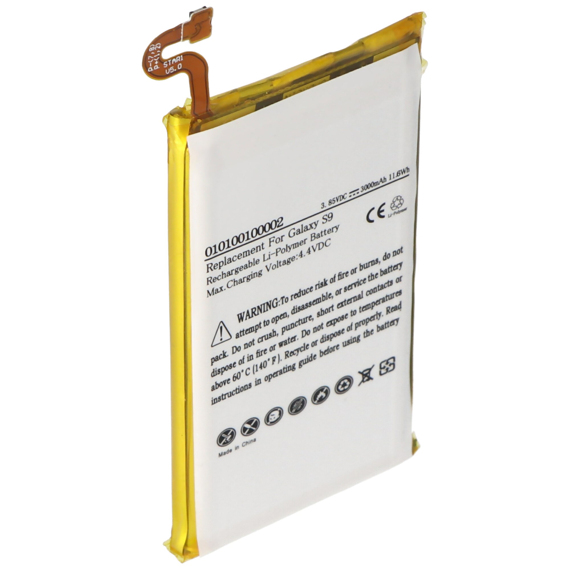 Samsung Galaxy S9, Li-Polimer, 3.85V, 3000mAh, 11.6Wh, dahili, aletsiz pil