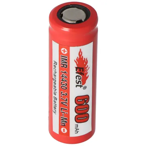 Efest IMR 14430 600mAh 3.6V - Düz Pozitif Kutup  3.7V Li-ion Pil, Boyutlar 42.63x14.4mm Şarj Edilebilir Pil