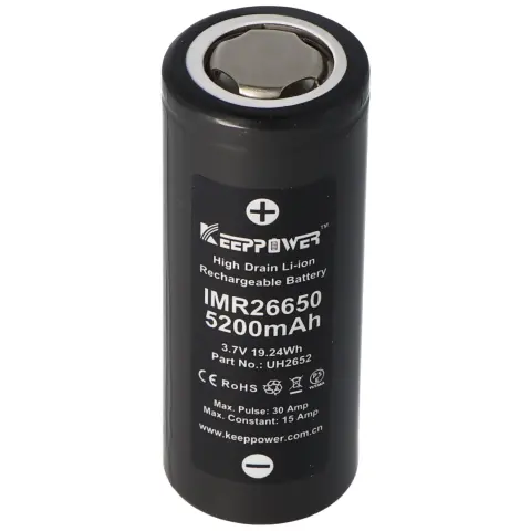 Keeppower IMR26650 - 5200mAh, 15A, 3.6V - 3.7V Li-ion pil