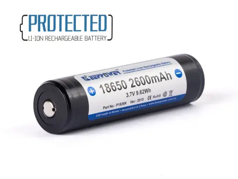 Keeppower 18650 - 2600mAh, 3,7V Li-Ion pil korumalı 69,2x18.5mm