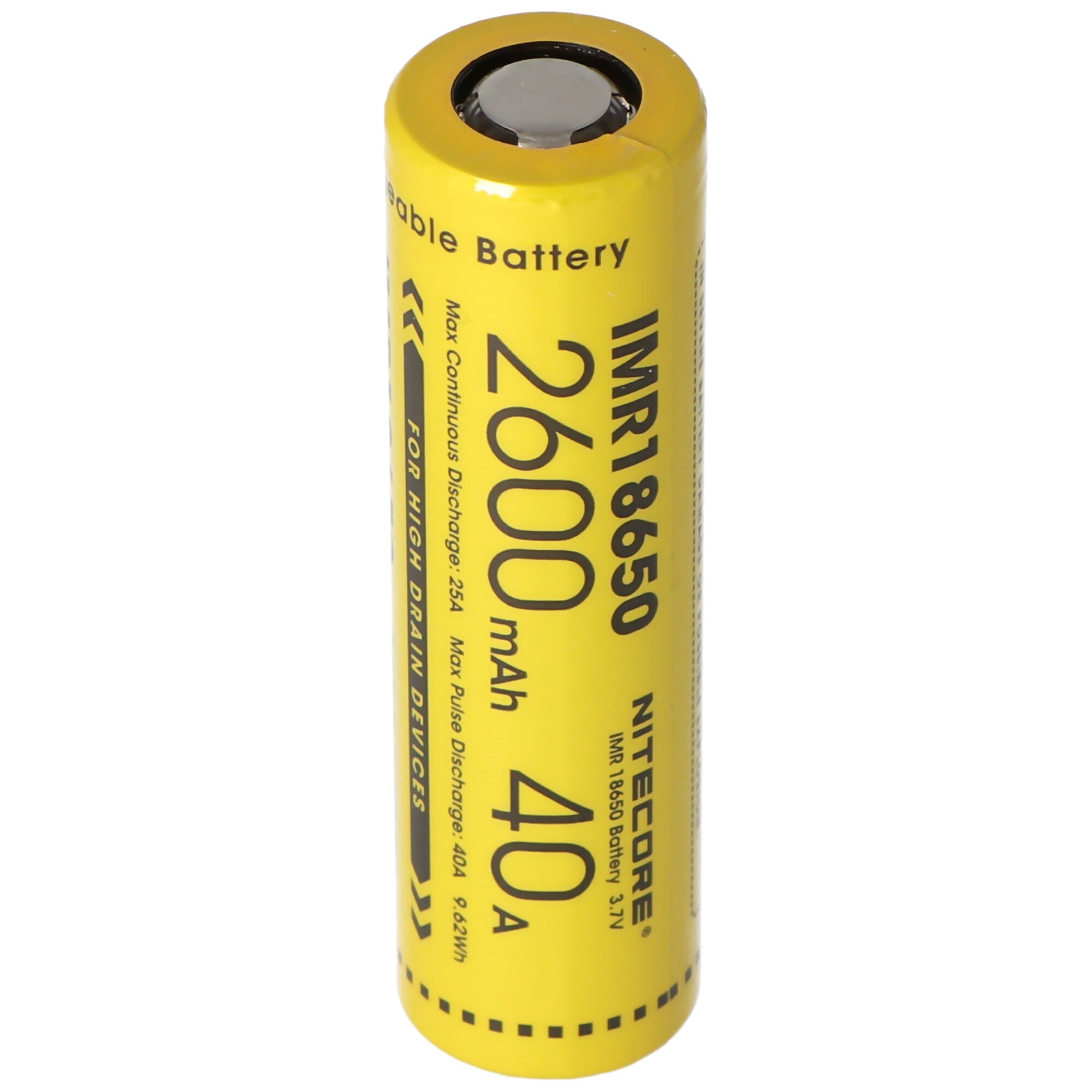 Nitecore 18650IMR Li-Ion pil - 2600mAh / 40A