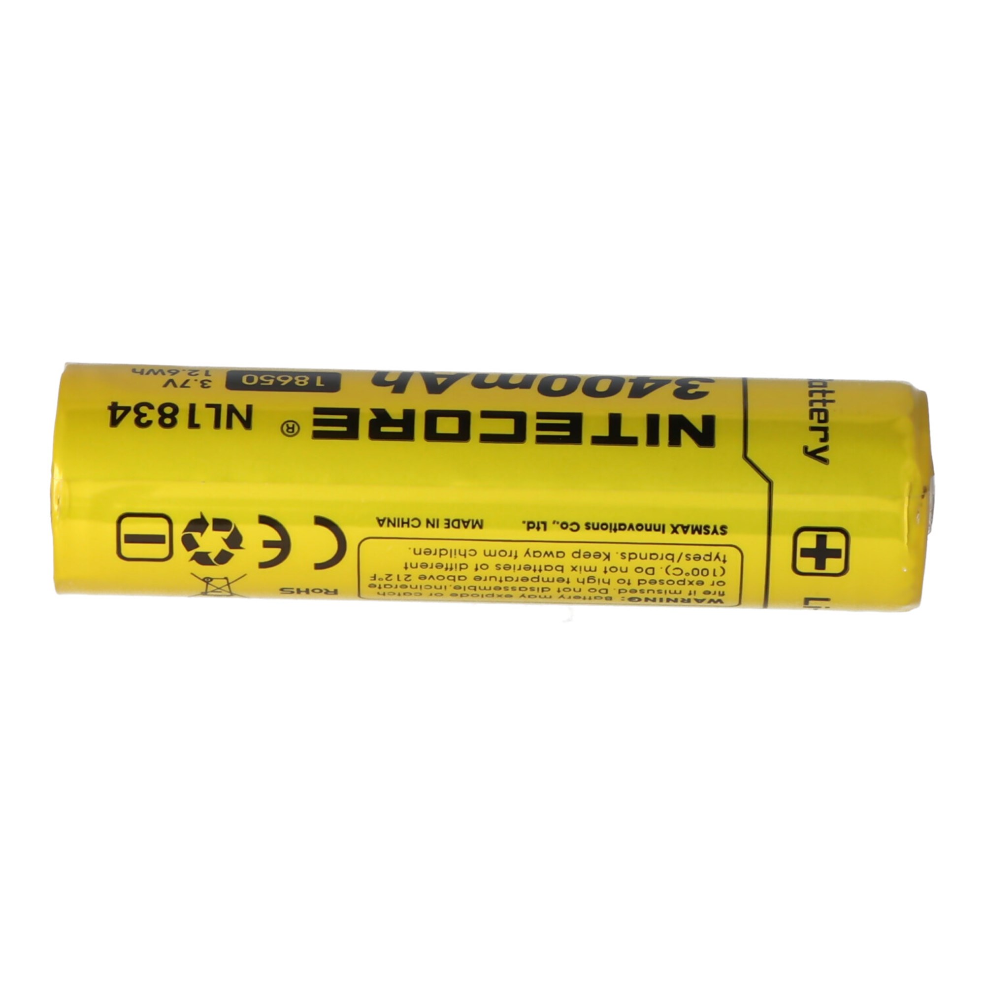3400mAh NL1834 ile Nitecore Li-ion pil tipi 18650, koruyucu devreli 69.4x18.3mm