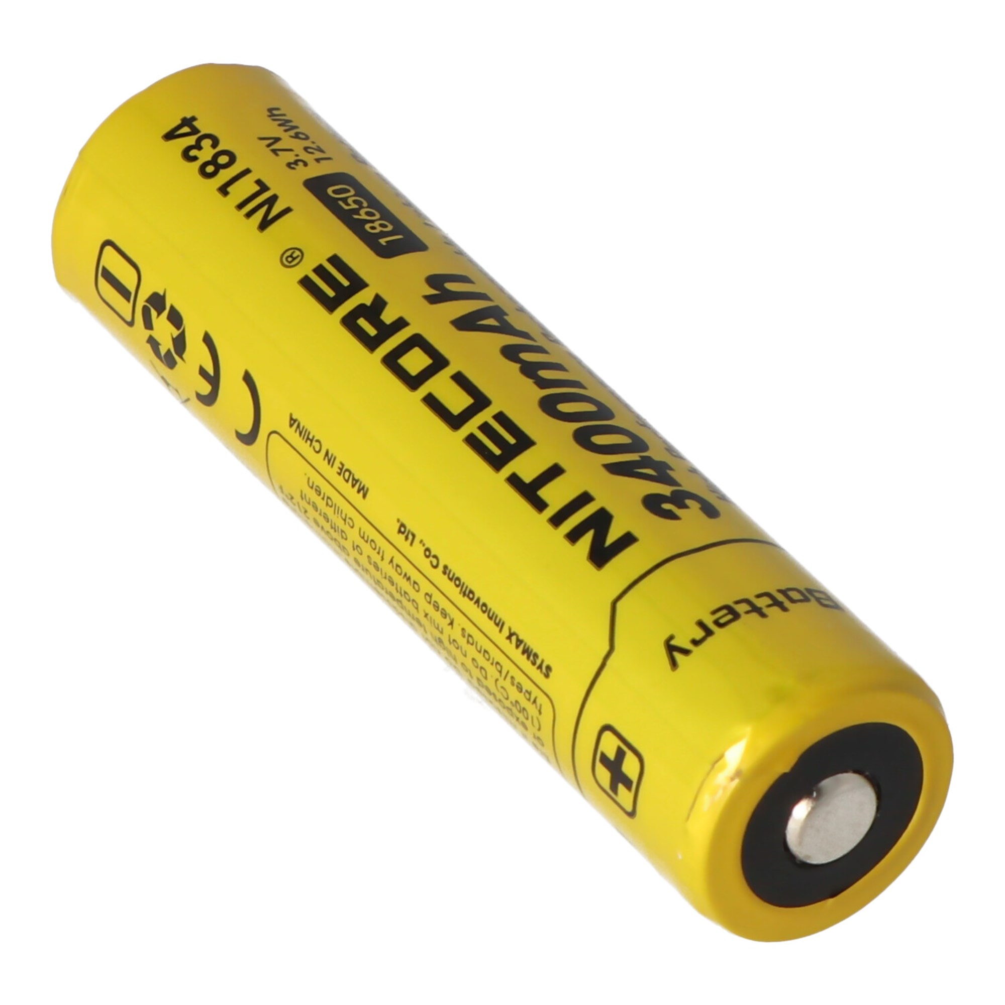 3400mAh NL1834 ile Nitecore Li-ion pil tipi 18650, koruyucu devreli 69.4x18.3mm