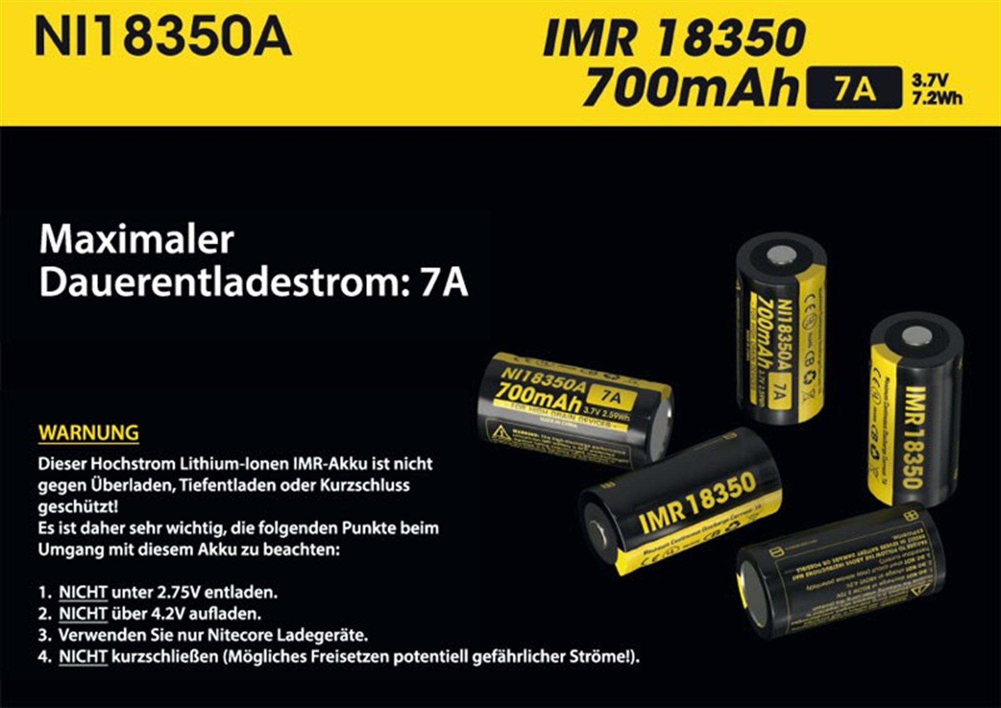 Nitecore 18350 Li-Ion IMR batarya