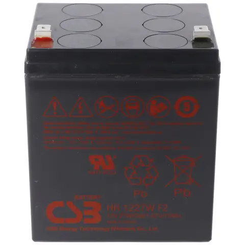 CSB-HR1227WF2 12 volt AGM kurşun asit batarya - 27Wh, 90x70x106mm Faston 6.3mm yüksek akıma dayanıklı