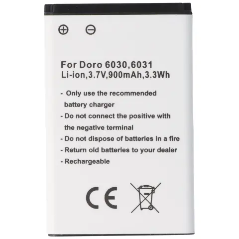 Doro 6030, 6031, Li-ion, 3.7V, 900mAh, 3.3Wh için uygun pil