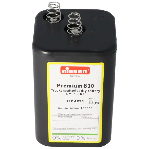 Nissen Premium 800 4R25 pil 6 volt 7-9000mAh kapasite, kuru pil Nissen 4R25 cıva ve kadmiyum içermez
