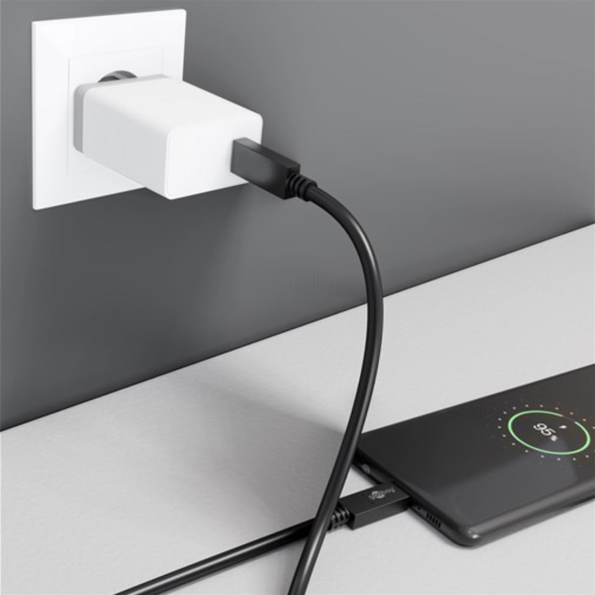 100W'a kadar USB-C PD şarj ve senkronizasyon kablosu, siyah