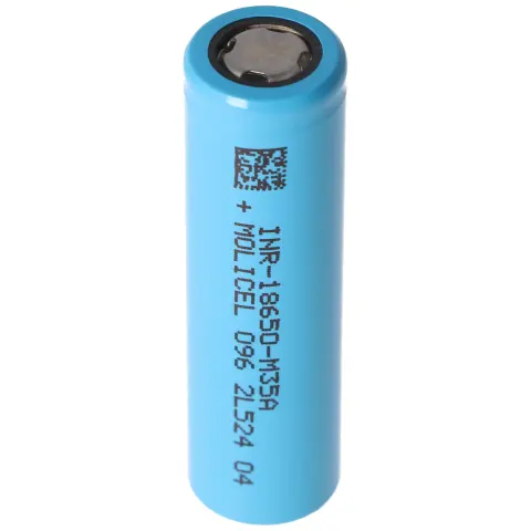 Molicel INR18650-M35A 3500mAh 10A Li-ion pil, 3.6V - 3.7V korumasız, düz üst, boyutlar 65x18.45mm