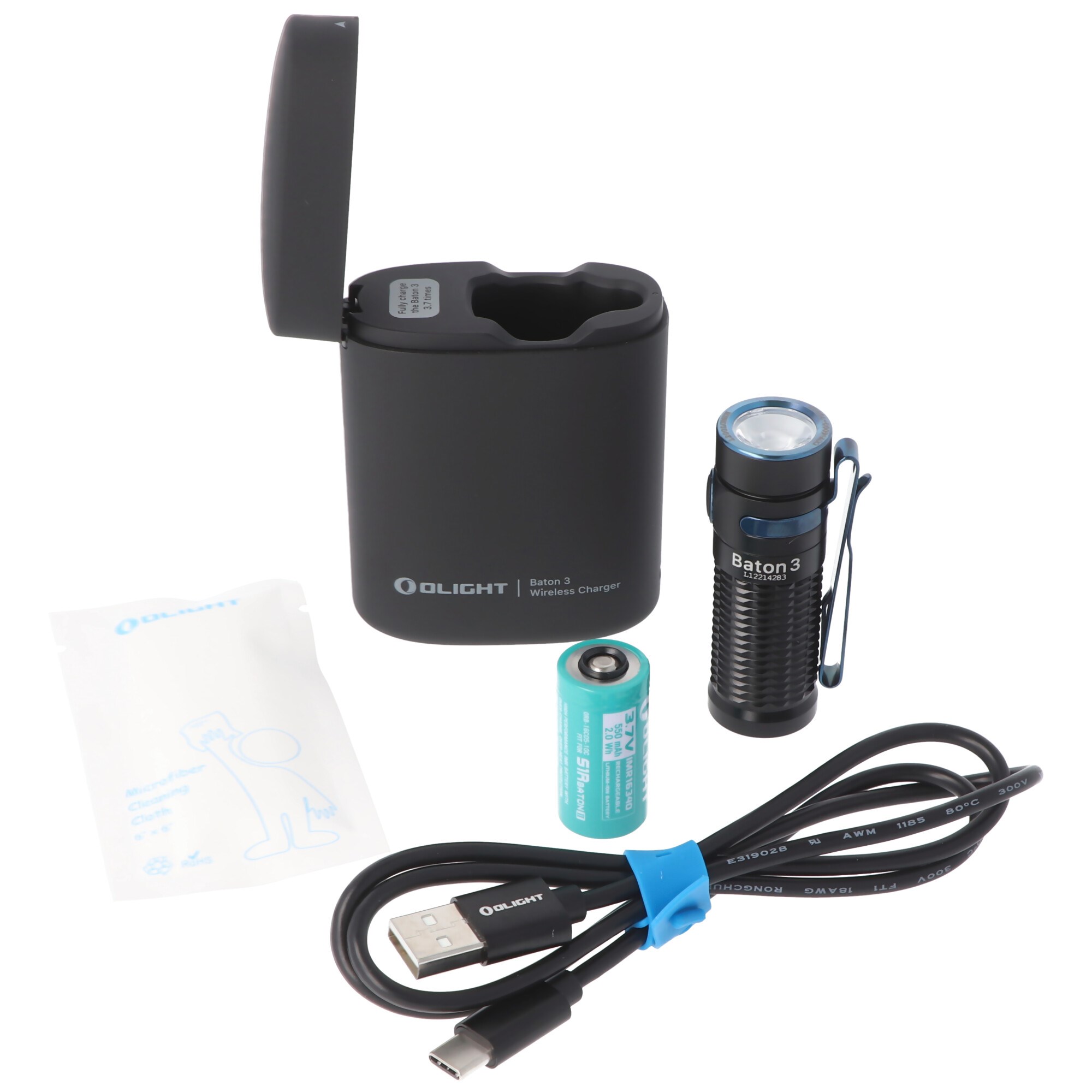 Olight Baton 3 Premium Edition, kırmızı şarj kılıflı LED el feneri Baton 3, pil ve Baton 3 kırmızı şarj kılıfı dahil kablosuz şarj