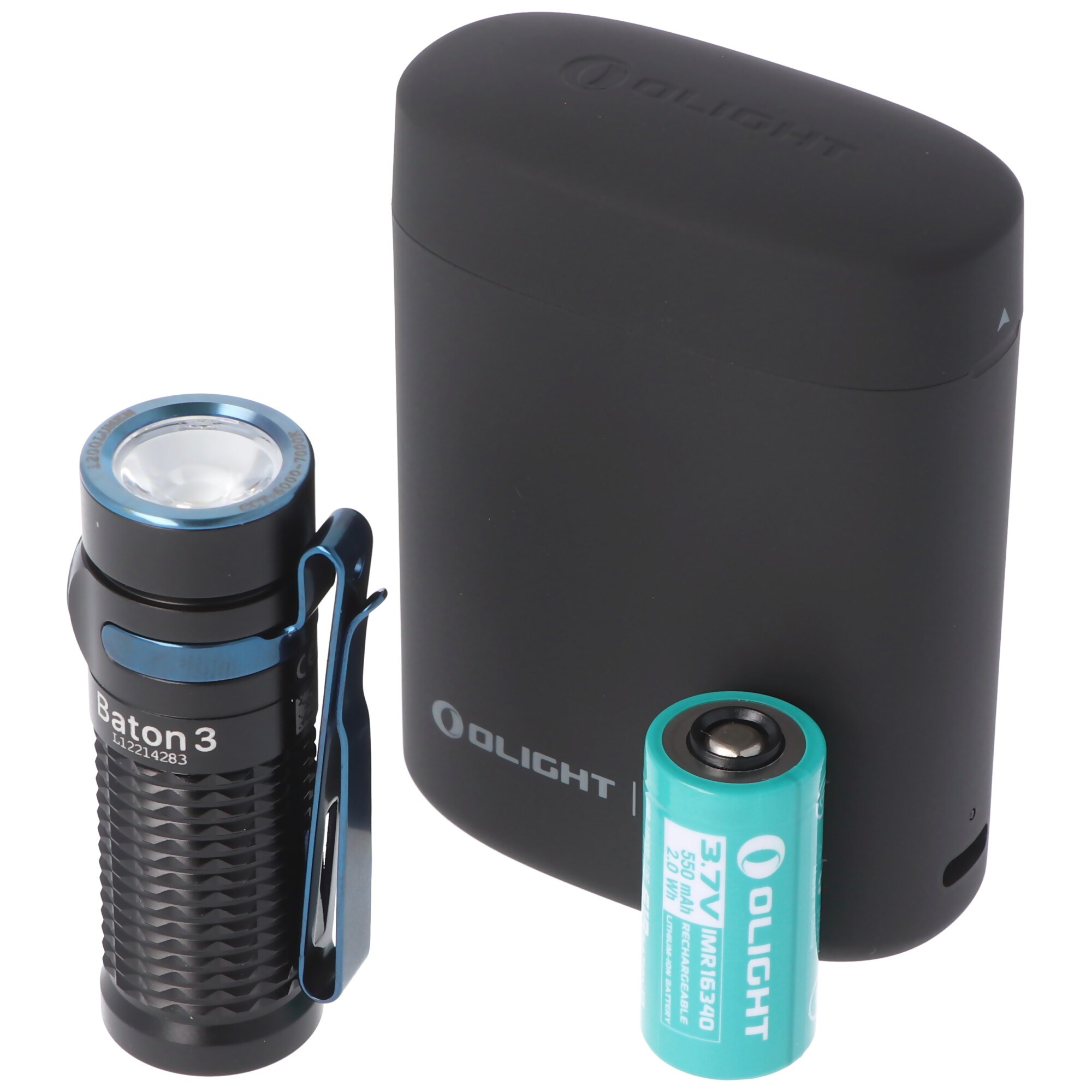 Olight Baton 3 Premium Edition, kırmızı şarj kılıflı LED el feneri Baton 3, pil ve Baton 3 kırmızı şarj kılıfı dahil kablosuz şarj