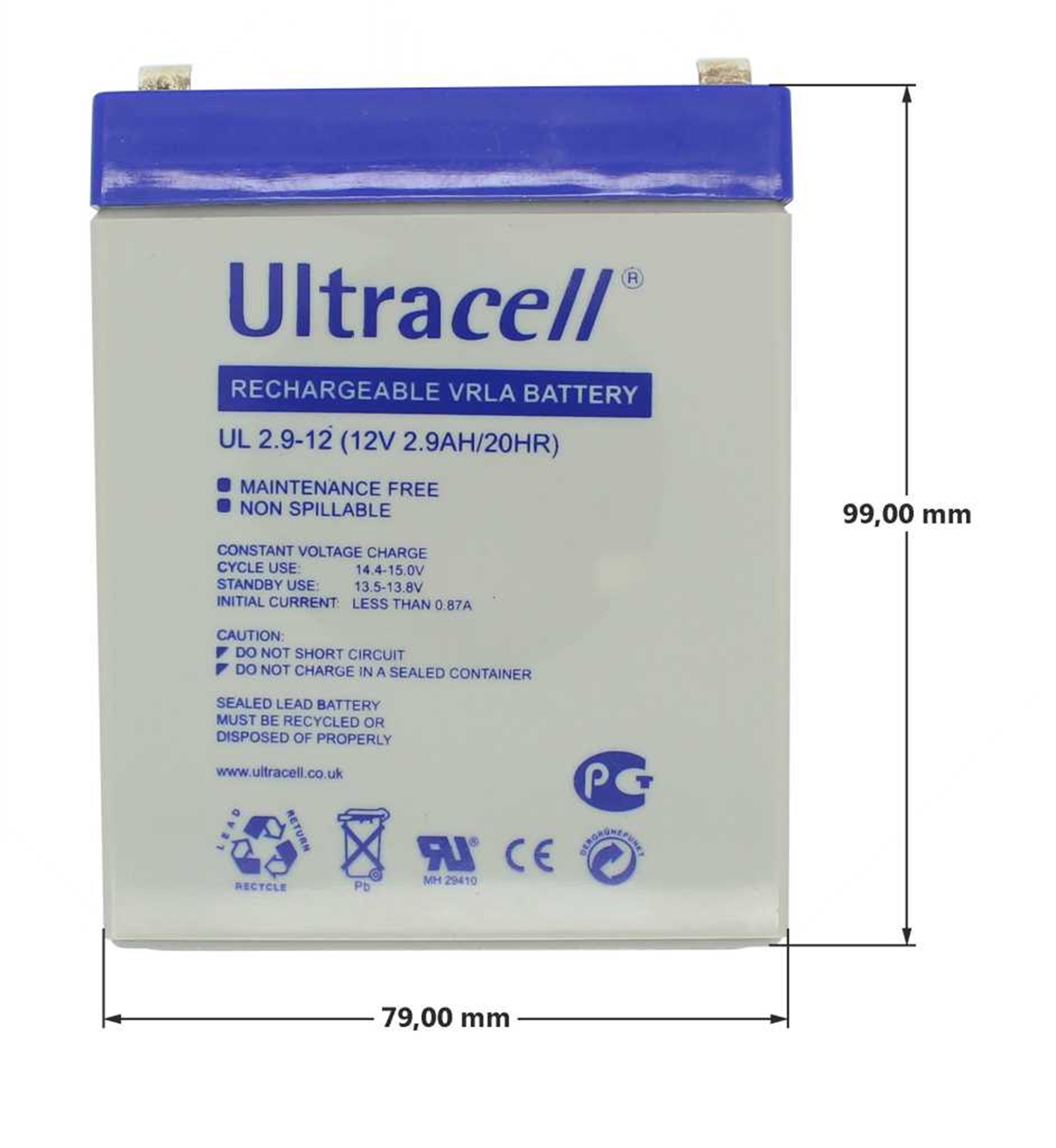 Ultracell UL2.9-12 12V 2.9Ah kurşun akü AGM kurşun jel akü