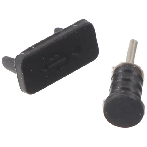 USB Tip C (USB-C) ve siyah kulaklık bağlantısı için AccuCell toz koruma kapağı seti