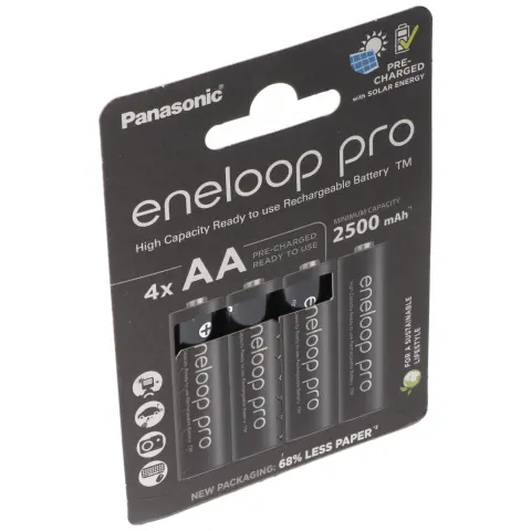 Panasonic Eneloop Pro (4'lü paket) BK-3HCDE/4BE Şarj Edilebilir Pil NiMH, Mignon, AA, HR06, 1.2V ve 2500mAh 5410853064152