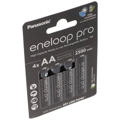 Panasonic Eneloop Pro (4'lü paket) BK-3HCDE/4BE Şarj Edilebilir Pil NiMH, Mignon, AA, HR06, 1.2V ve 2500mAh 5410853064152