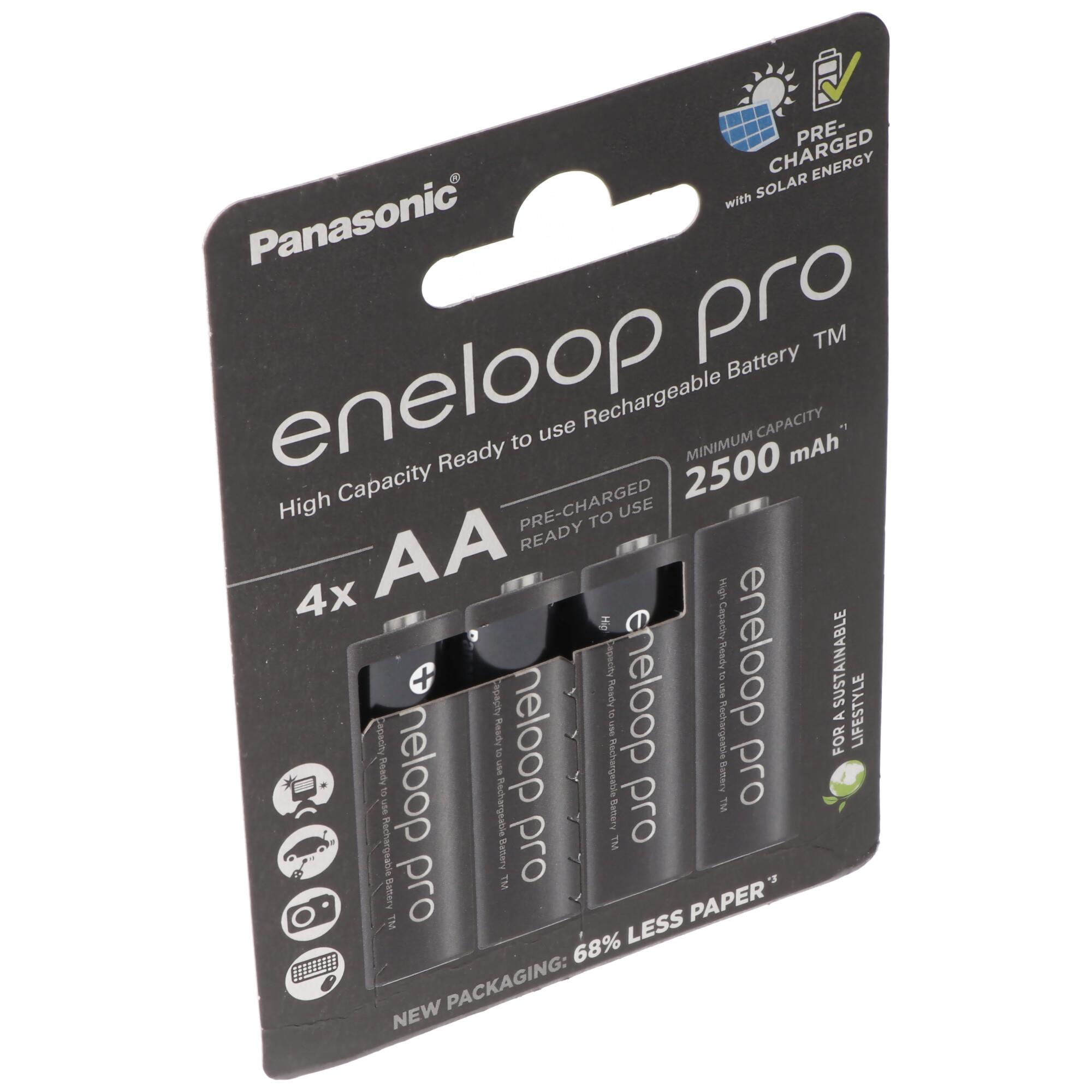 Panasonic Eneloop Pro (4'lü paket) BK-3HCDE/4BE Şarj Edilebilir Pil NiMH, Mignon, AA, HR06, 1.2V ve 2500mAh 5410853064152